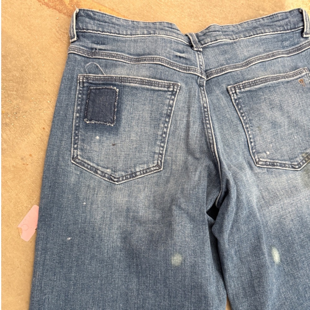 Pilcro Anthropologie Low Rise Wide Leg Distressed Jeans Med Blue Size 30 - Picture 10 of 11
